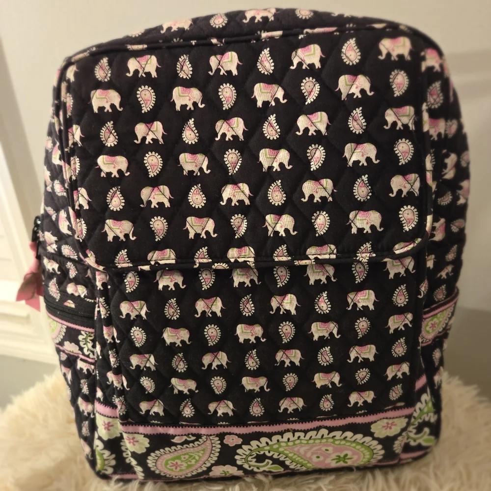 Vera Bradley Discontinued Pink Elephant Print Backpack